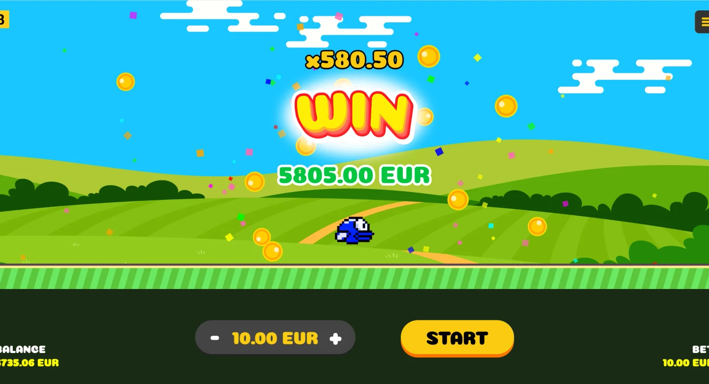 Lucky Birds big win celebration screen