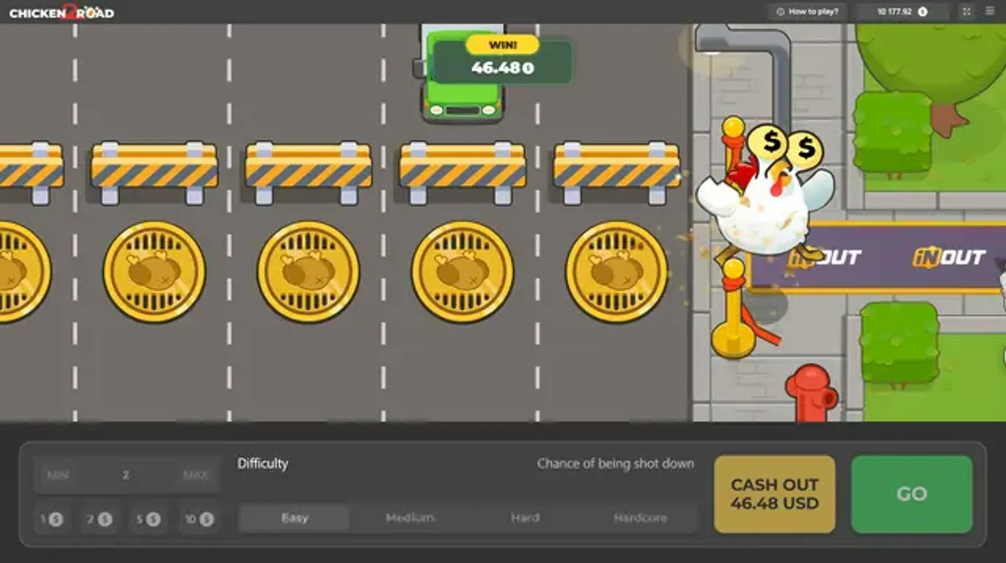 Chicken Road 2 Easy Medium Hard Hardcore difficulty UI