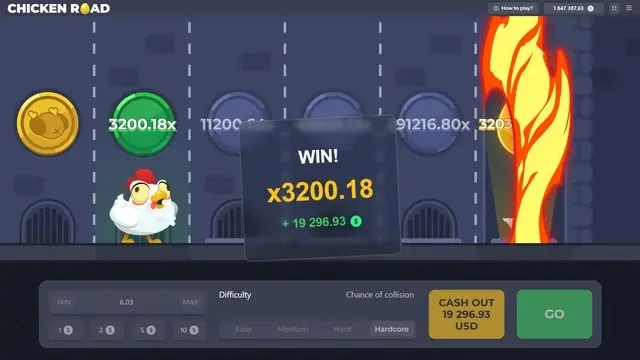 Chicken Road completed step and multiplier result
