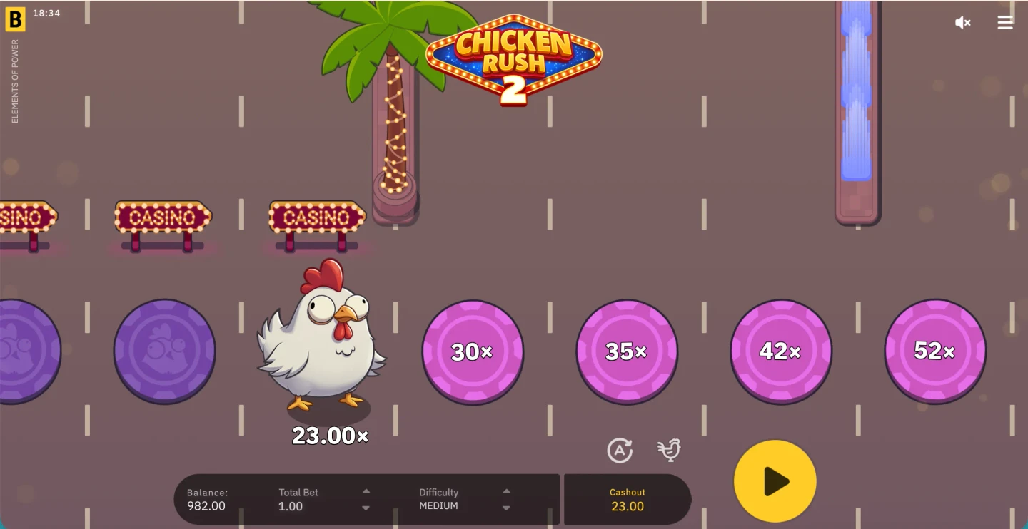Chicken Rush 2 — кэшаут на безопасной клетке
