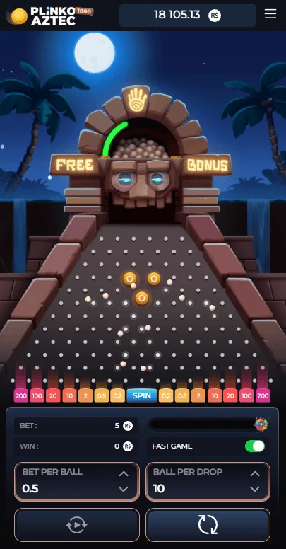 Plinko Aztec — шар попадает в карман множителя