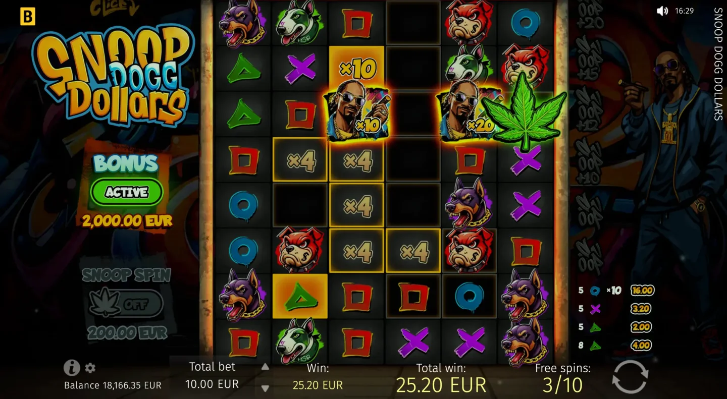 Snoop Dogg Dollars — бонус с клеточными множителями и Weed